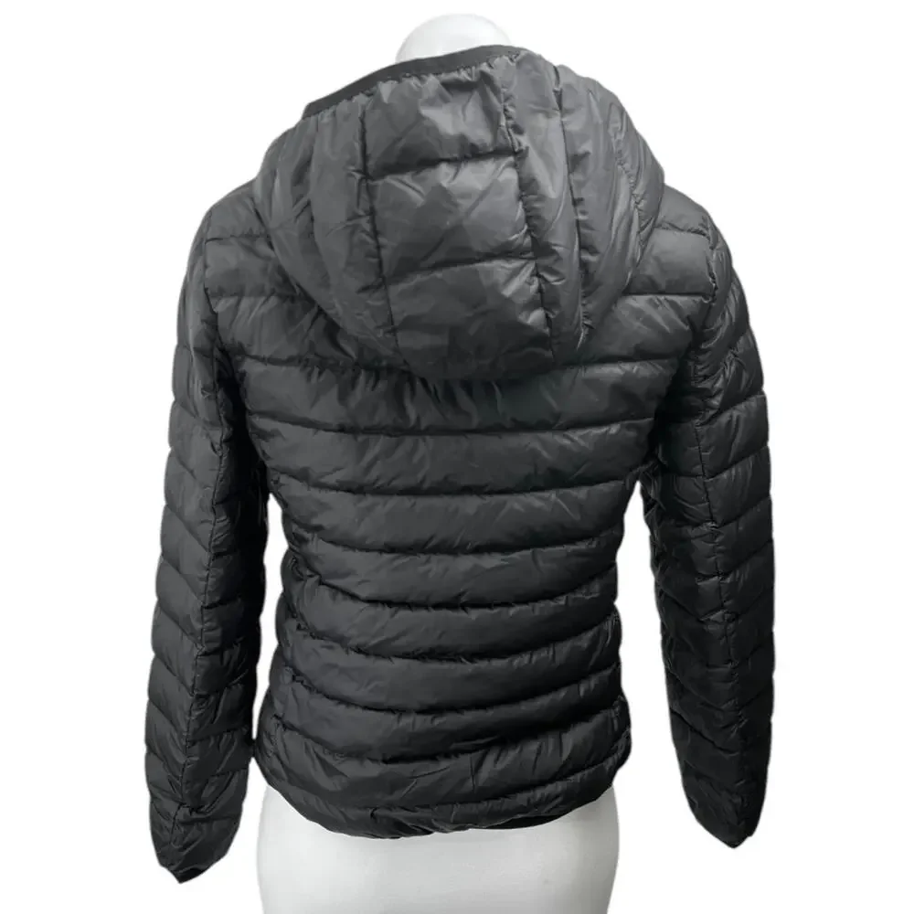 Vutolee Women's Black Zip Up Hoodie Hooded Duck Down Puffer Coat Jacket Size S